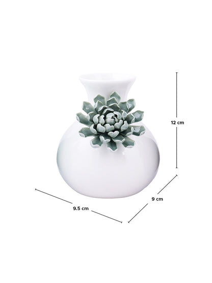 White Ceramic Flower Vase - Default Title (VAS210396WH)