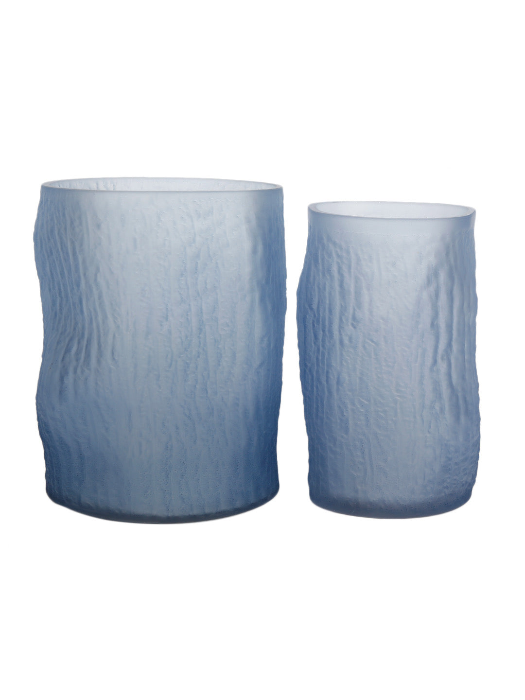 Set of 2 Blue Cylindrical Glass Vase - Default Title (VAS21042_2)