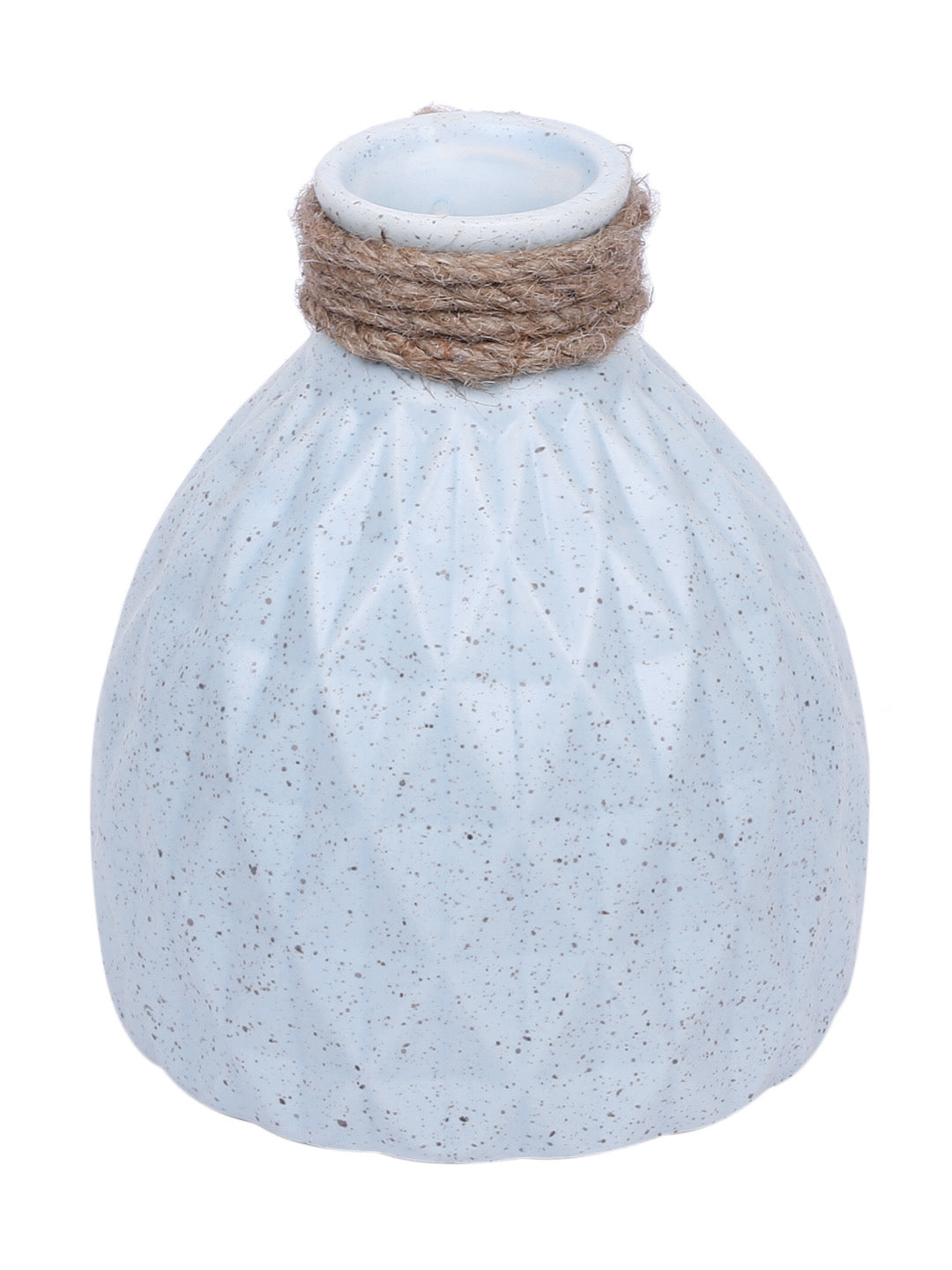 Blue Ceramic Flower Vase with Jute Neck - Default Title (VAS21414BL)