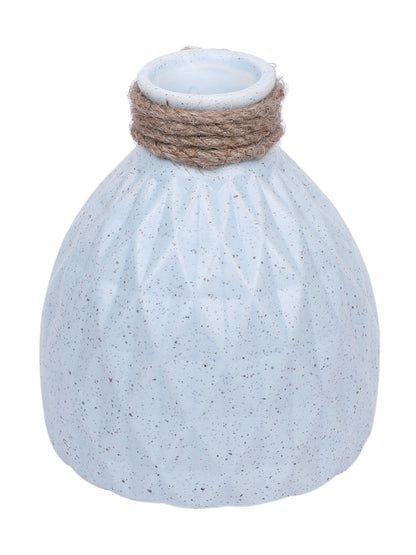 Blue Ceramic Flower Vase with Jute Neck - Default Title (VAS21414BL)