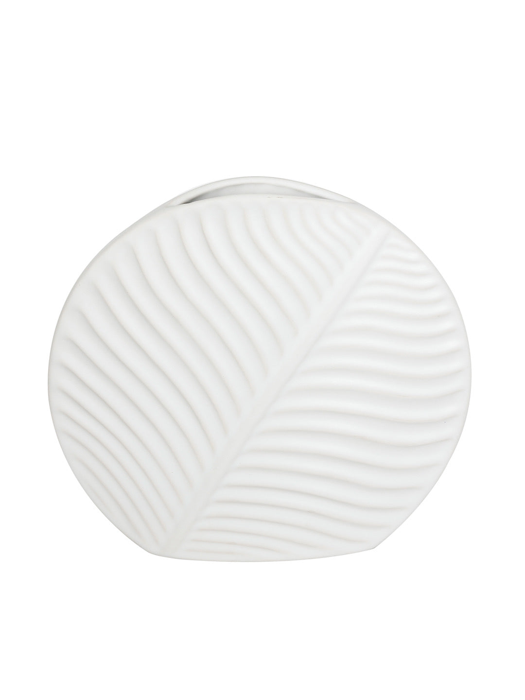 Leaf Shape White Ceramic Vase Medium - Default Title (VAS21421M)