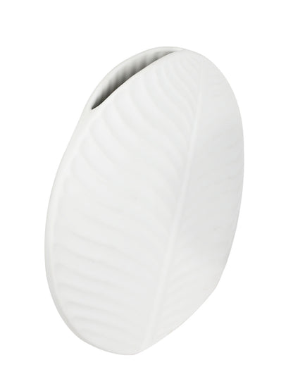 Leaf Shape White Ceramic Vase Medium - Default Title (VAS21421M)