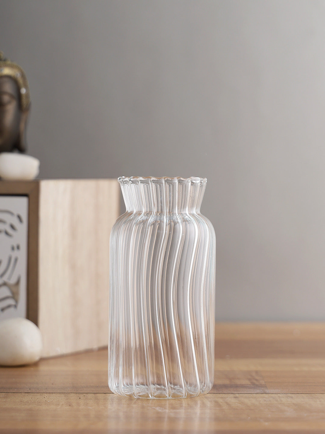 Textured Cylindrical Glass Vase - Default Title (VAS22012)
