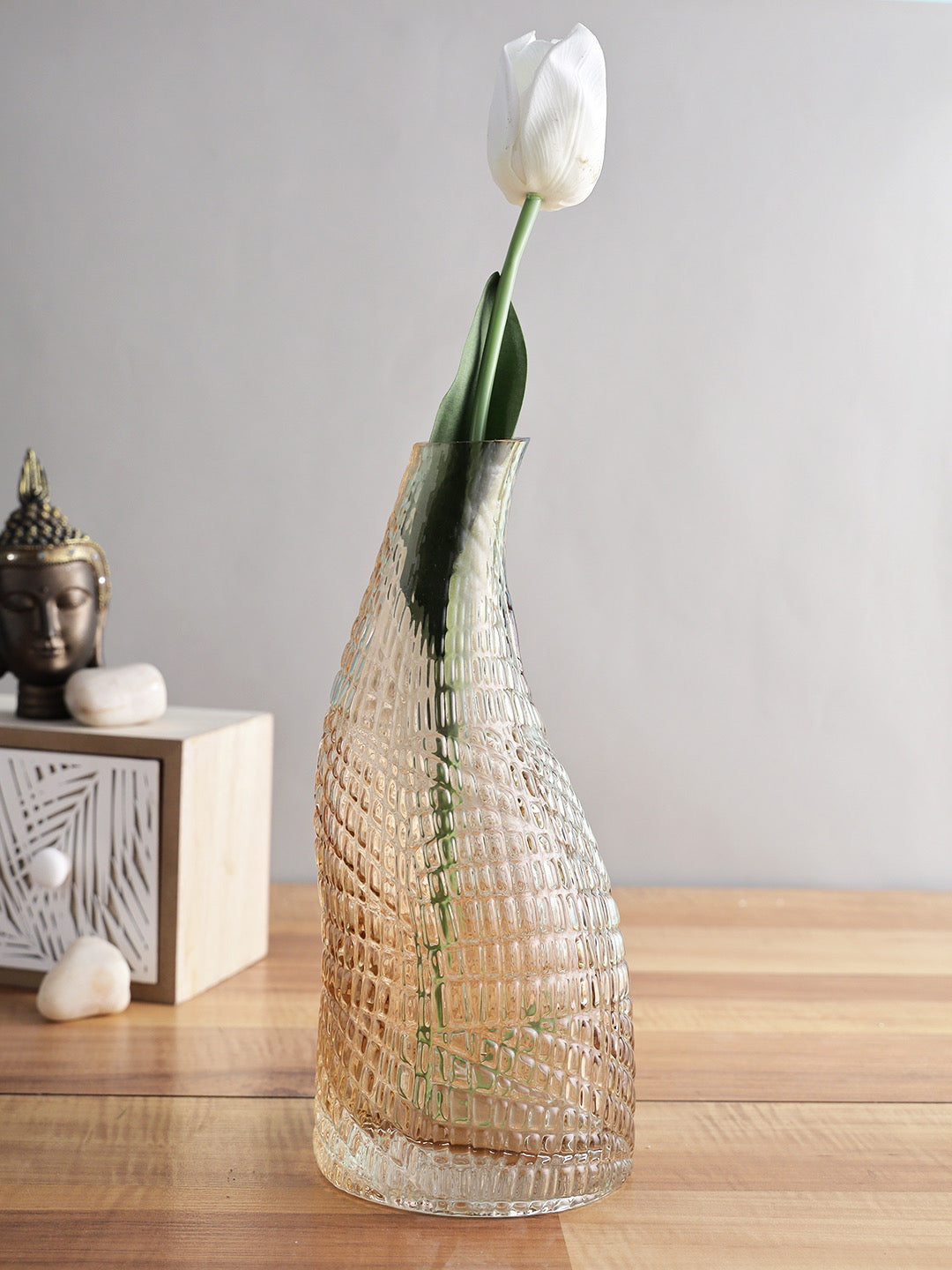 Vintage Twisted Neck Glass Vase - Default Title (VAS22040)