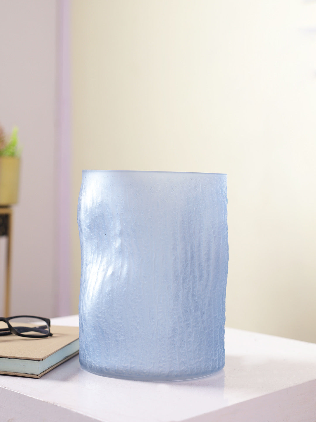 Blue Cylindrical Glass Vase - Default Title (VAS22042)