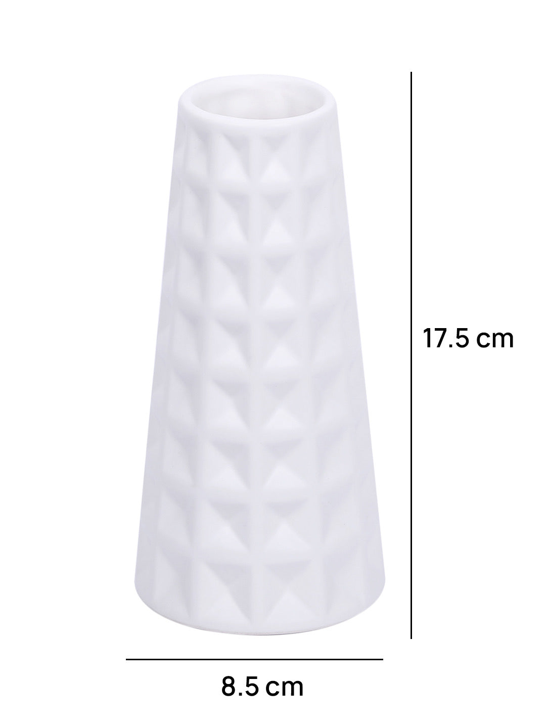 Handcrafted Waffle Design Ceramic Vase in White - Default Title (VAS2280WH)