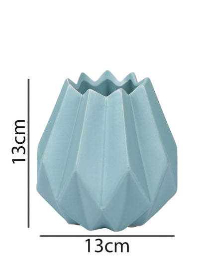 Geometric Textured Ceramic Vase - Default Title (VASC22436BL)