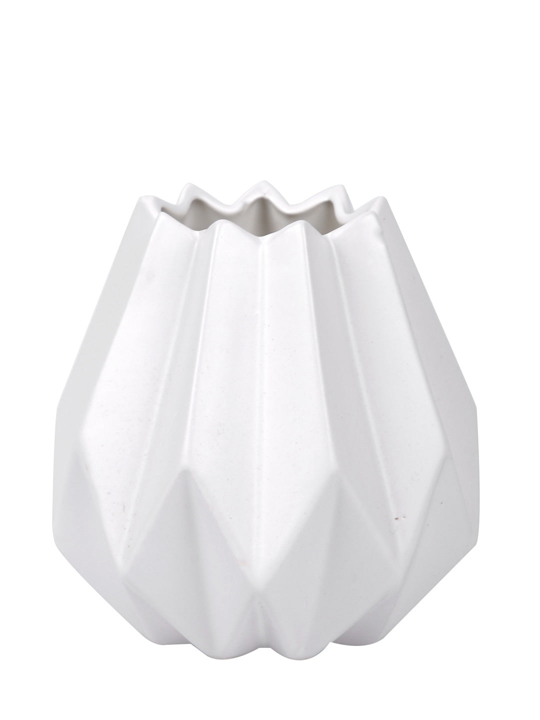 Geometric Textured White Ceramic Vase Small - Default Title (VASC22436WH)