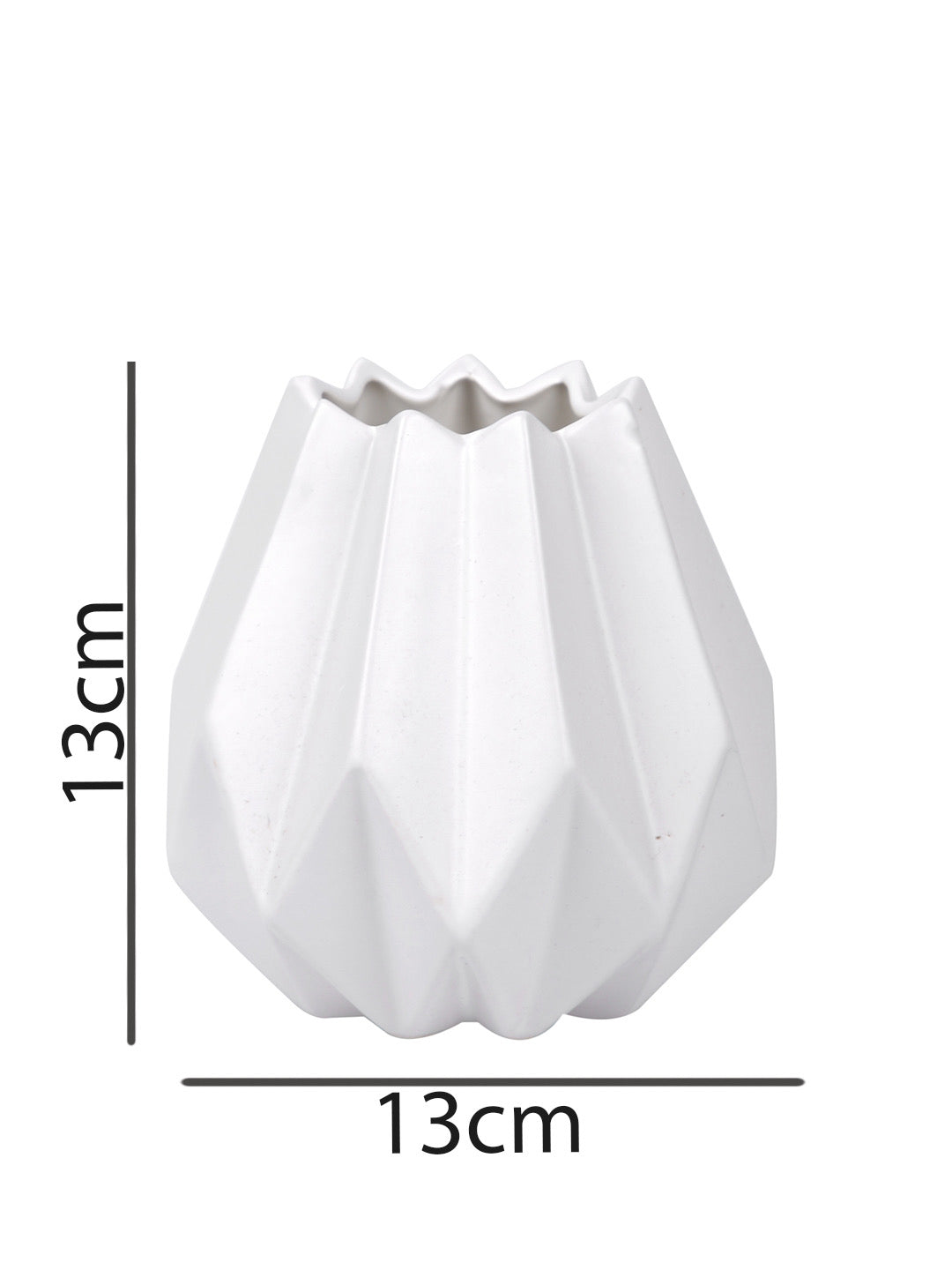 Geometric Textured White Ceramic Vase Small - Default Title (VASC22436WH)