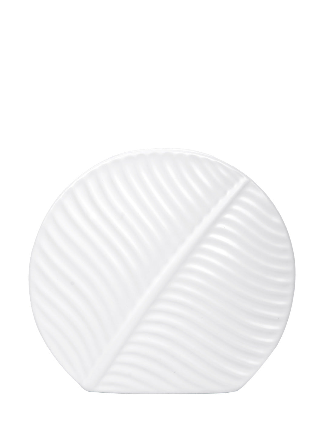 Leaf Pattern White Ceramic Vase - Default Title (VASC22467)