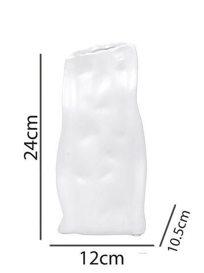 Morden Wrinkled Ceramic White Vase - Default Title (VASC22479)