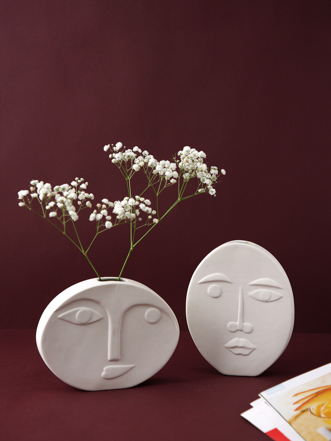 Set of 2 Ceramic Face Vase Small - Default Title (VASC22484_2)