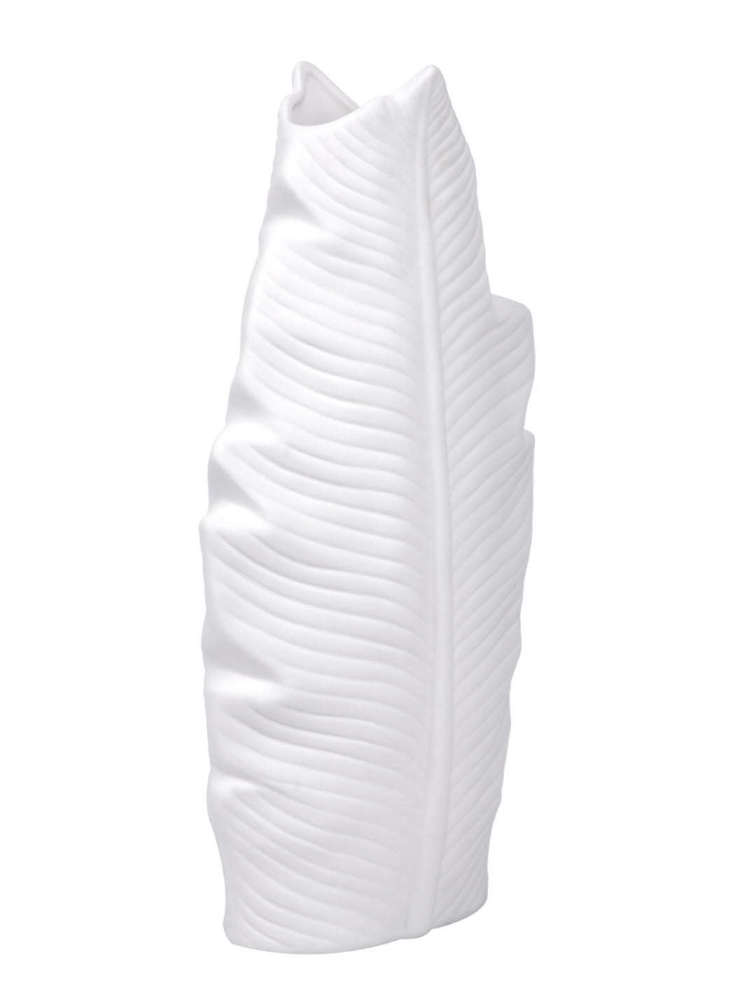 Feather White Ceramic Vase Large - Default Title (VASC22489)