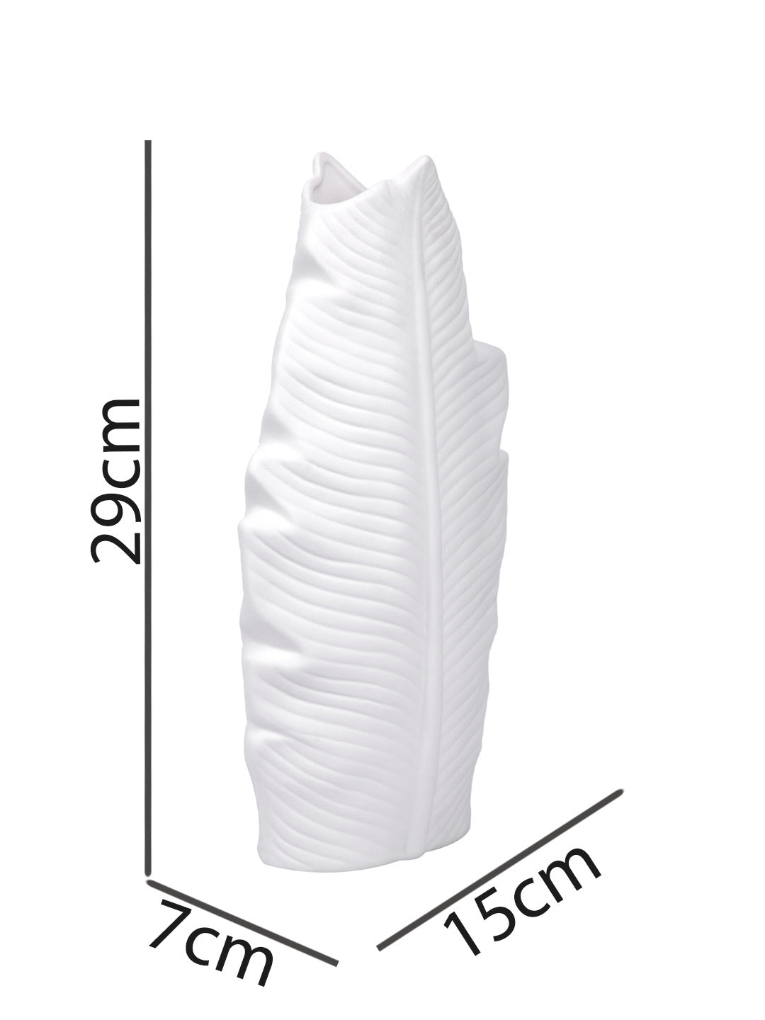 Feather White Ceramic Vase Large - Default Title (VASC22489)