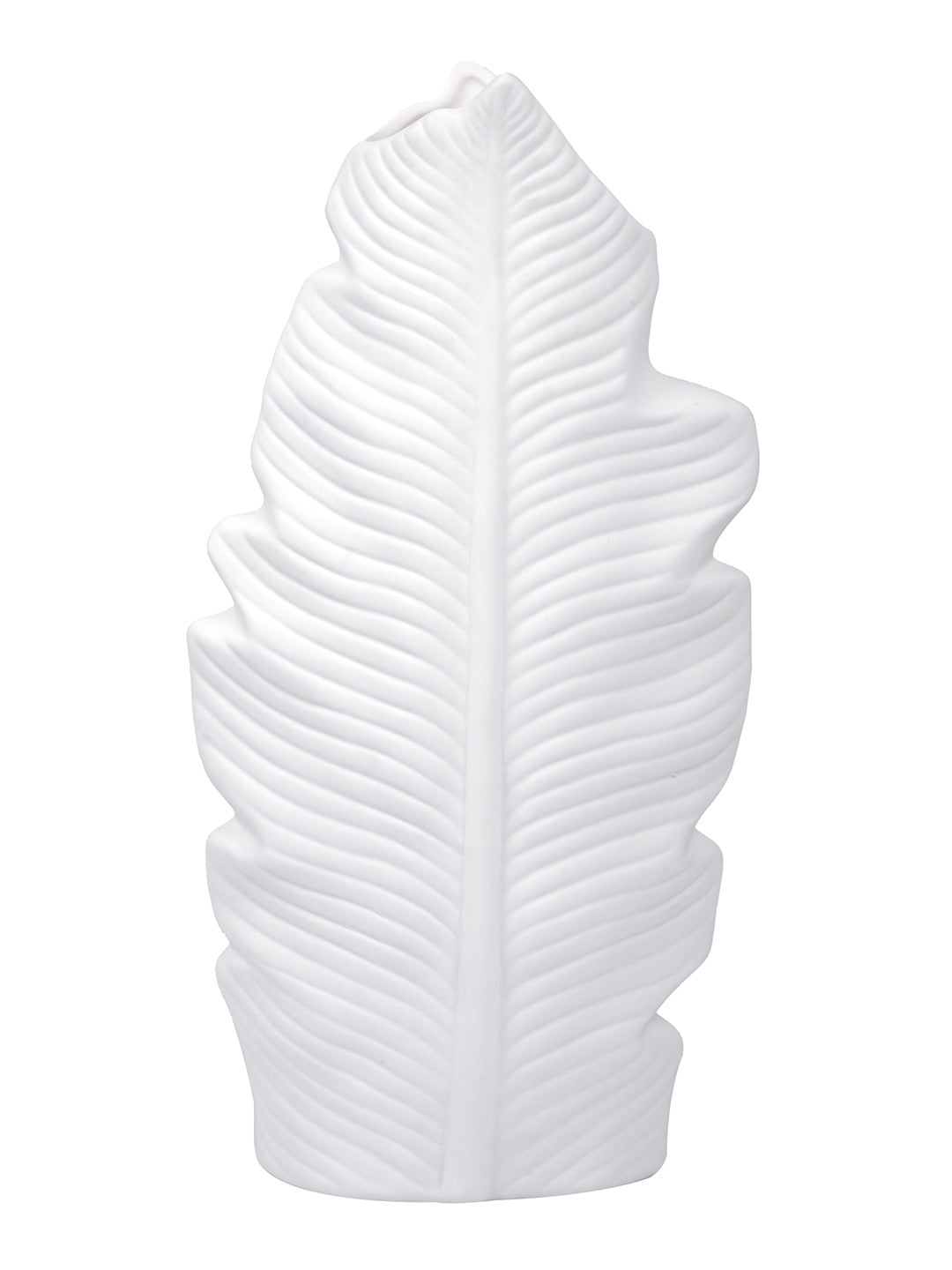 Ceramic White Feather Vase Medium - Default Title (VASC22490)