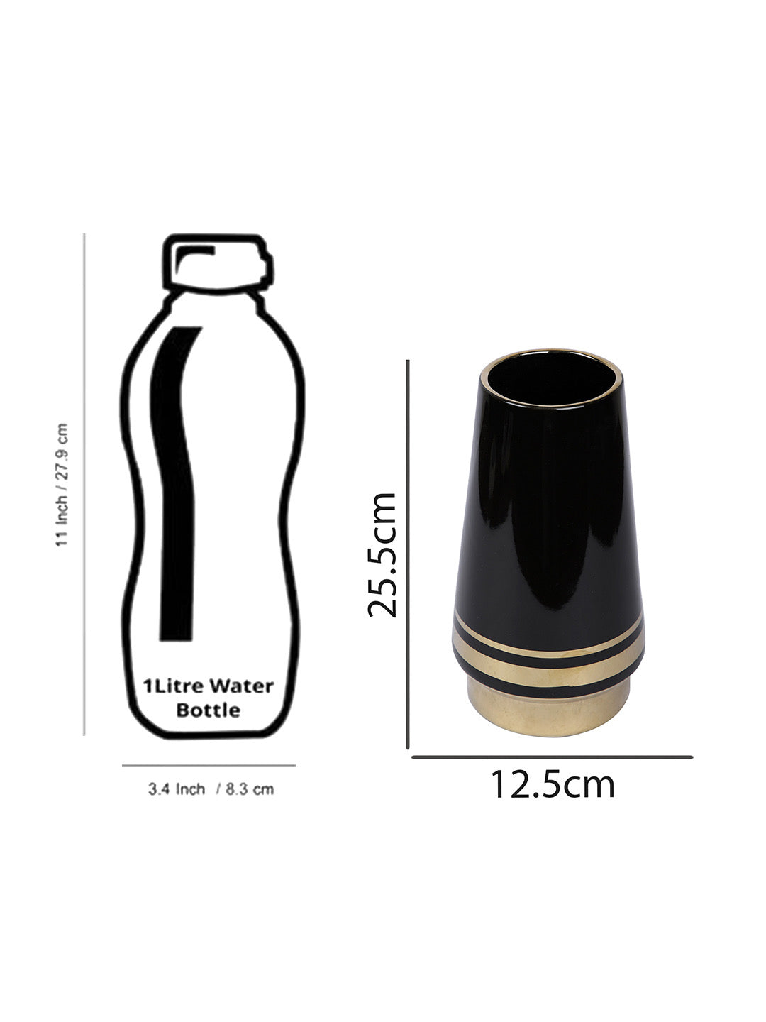 Solid Black Ceramic Vase - Default Title (VASC22494B)