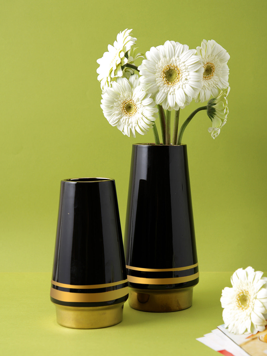 Set of 2 Solid Ceramic Vase - Default Title (VASC22494B_2)