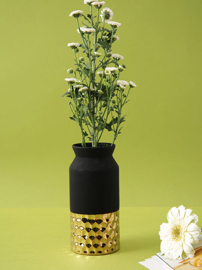 Dimple Gold and Solid Black Vase - Default Title (VASC22498)