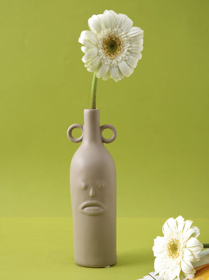 Ceramic Face textured Bottle Shape Vase - Default Title (VASC22500GRA)