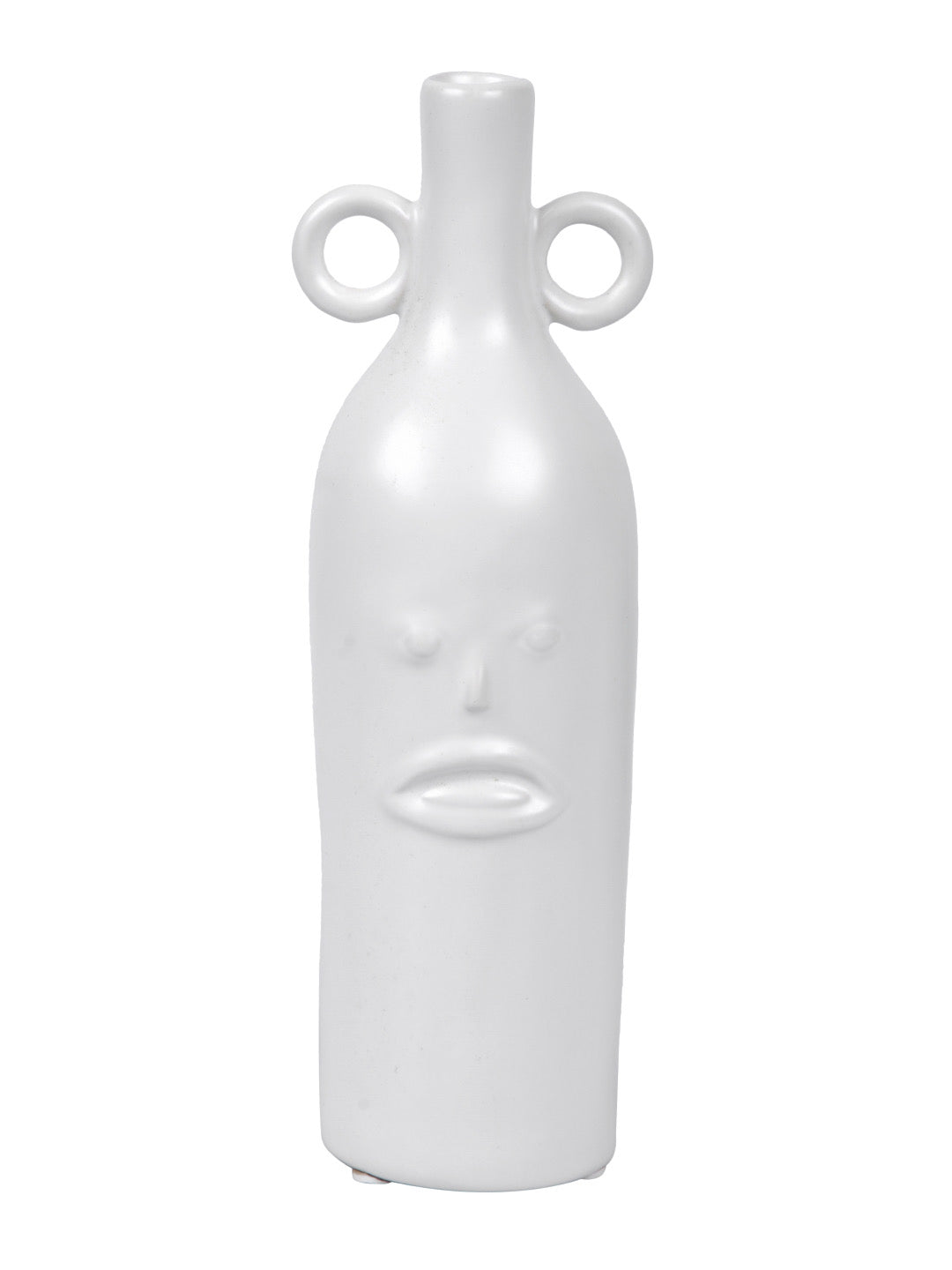 Ceramic Face textured Bottle Shape Vase - Medium - Default Title (VASC22500WH)