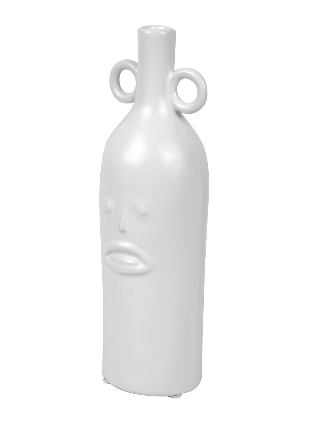 Ceramic Face textured Bottle Shape Vase - Medium - Default Title (VASC22500WH)