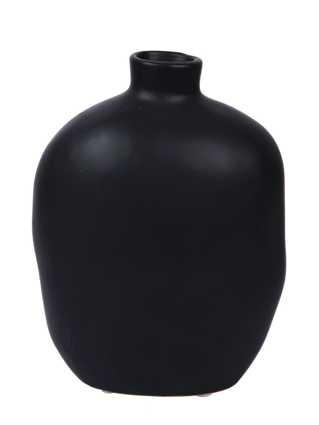 Face Shape Ceramic Vase with Narrow Neck - Black - Default Title (VASC22502BL)