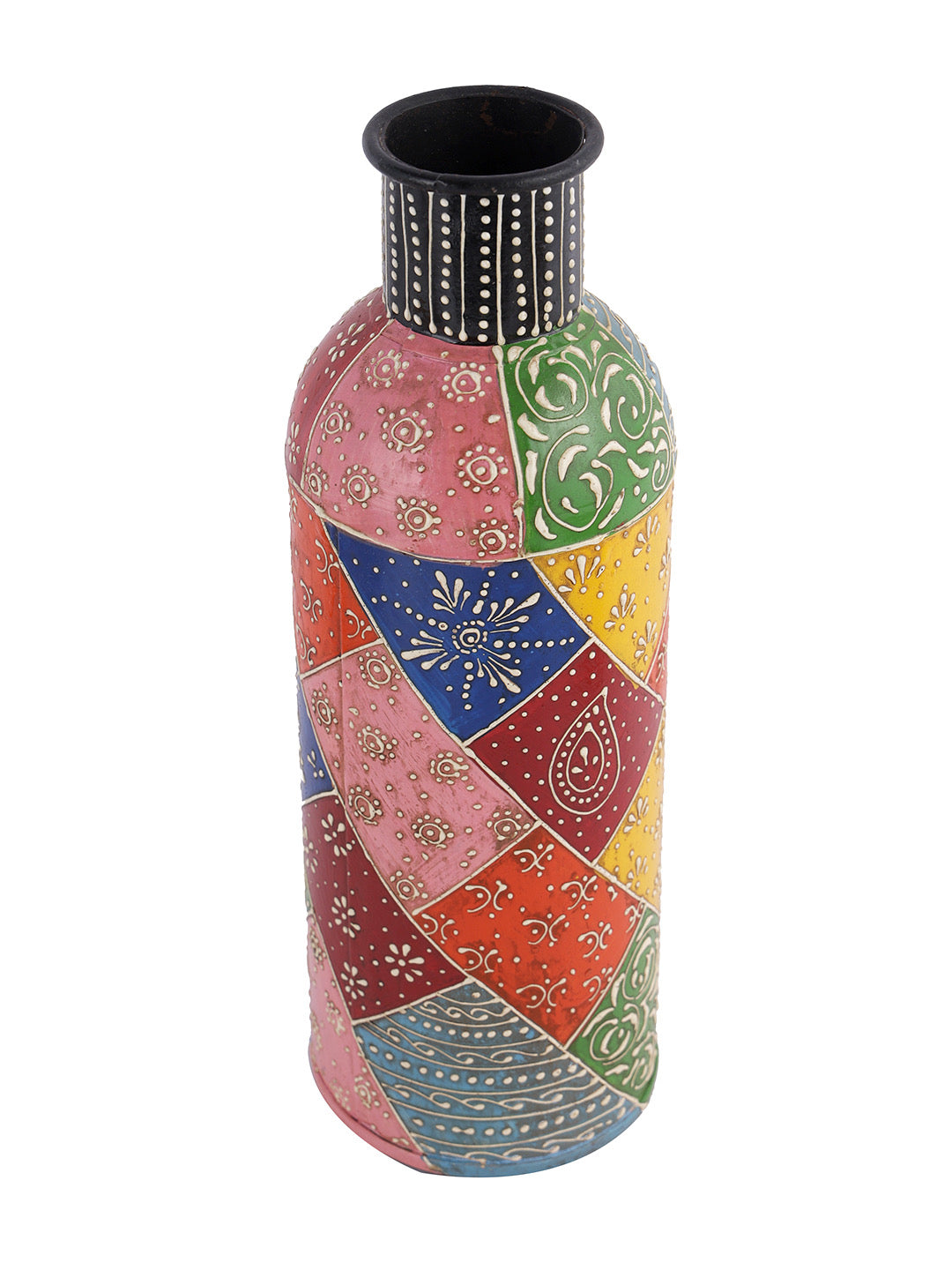 Handpainted Multicolor Wooden Flower Vase - Default Title (VASJM2265A)